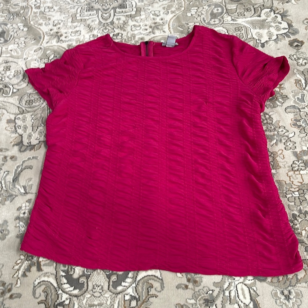 DKNY Ruched Hot Pink Top Size XL